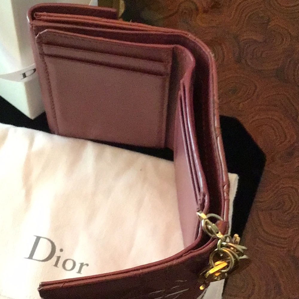 Authentic Lady Dior Lotus Trifold Patent Leather Compact Folding Wallet with COA - Picture 8 of 10